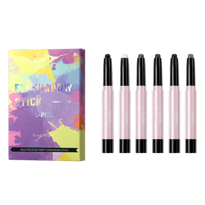 Hudhowks Zestaw 6 połyskujących cieni do powiek – kremowy, wodoodporny, niezmywalny zestaw cieni do powiek, Cosmetics Eye Brightener Waterproof Shimmer Eyeshadow Stick Make-up