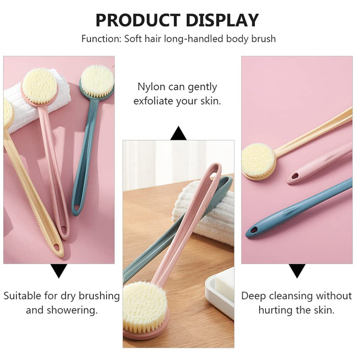 HEALLILY 3 Sztuk Prysznic Szczotka Do Ciała Scrubber Złuszczający Szczotka Długi Uchwyt Z Powrotem Do Szorowania Ciała Exfoliator Do Kąpieli Do Mycia Prysznicem Szczotkowanie