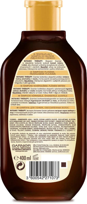 Garnier Botanic Therapy Korzeń Imbiru & Miód szampon do włosów zmęczonych i cienkich, nadaje blask i przywraca witalność, 400 ml