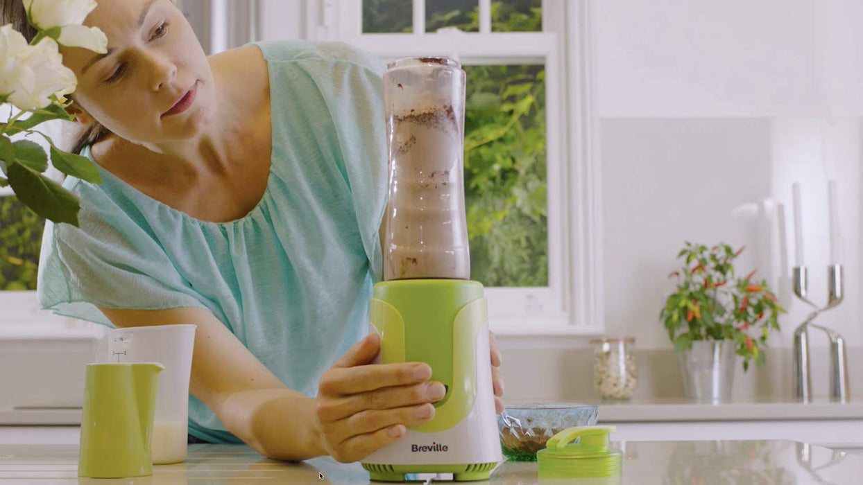Breville Blend Active VBL062 mikser stojący i urządzenie do smoothie, 2 przenośne butelki do miksowania (600 ml), 300 W, zielony