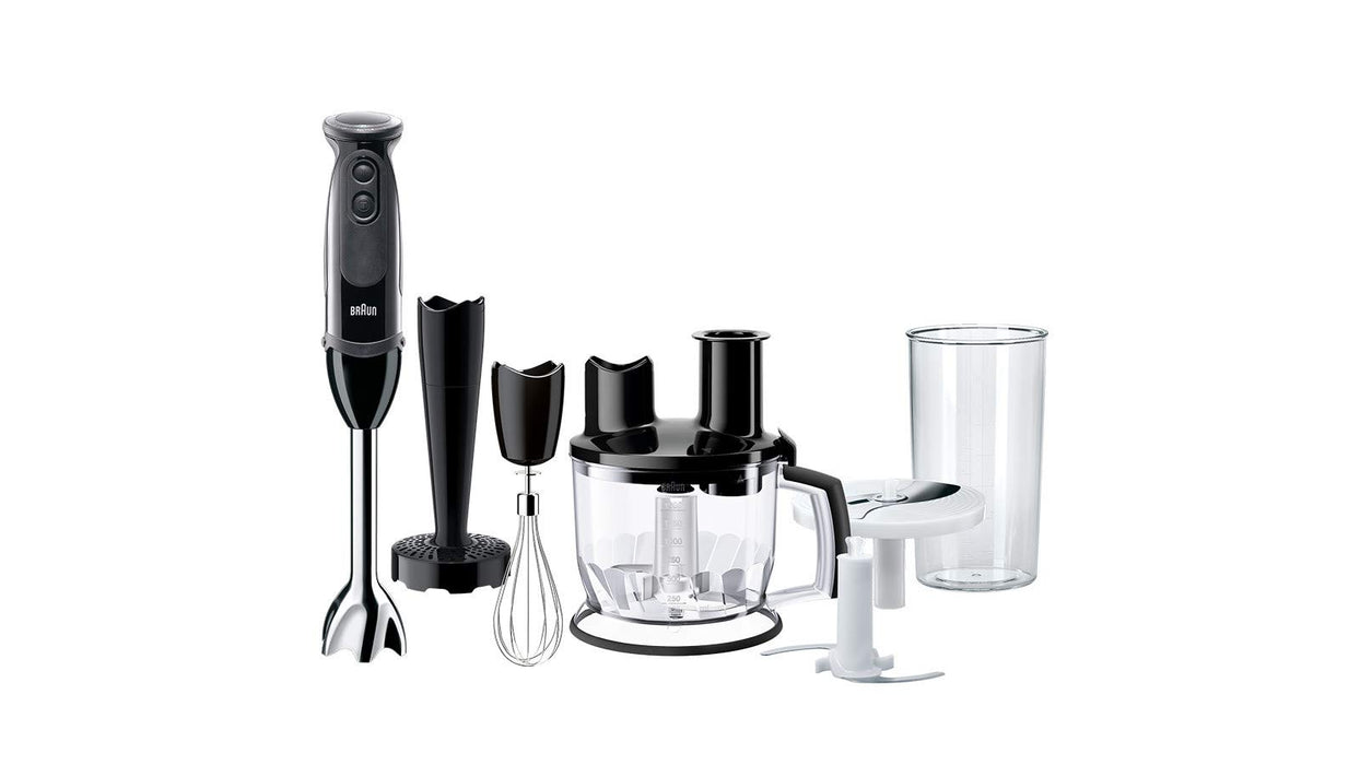 Braun blender ręczny MQ 5277BK Blender ręczny – MultiQuick 5 Vario blender z podstawką miksującą ze stali szlachetnej, 1000 W, w zestawie 4-częściowy zestaw akcesoriów, czarny