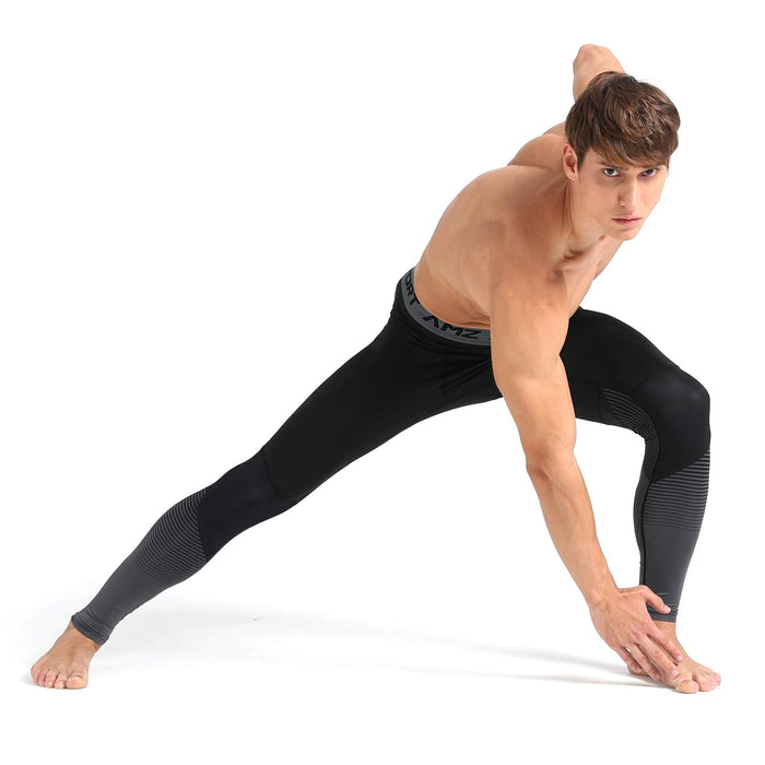 AMZSPORT Męskie sportowe rajstopy kompresyjne szybkoschnące legginsy Pro spodnie treningowe