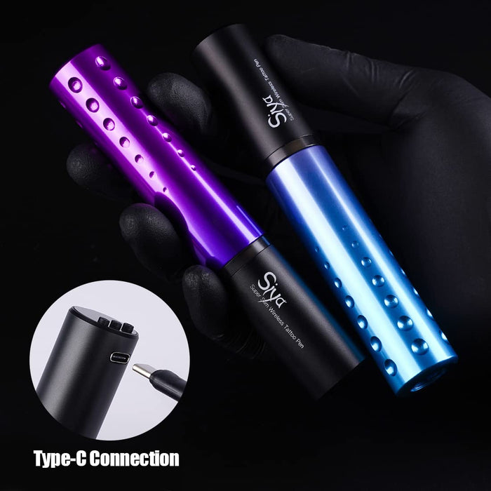 Mast Obrotowy Długopis do Tatuażu Wyświetlacz LED Bezprzewodowa Bateria do Tatuażu Maszyna do Makijażu Permanentnego dla Artysty Tatuażu,Purple