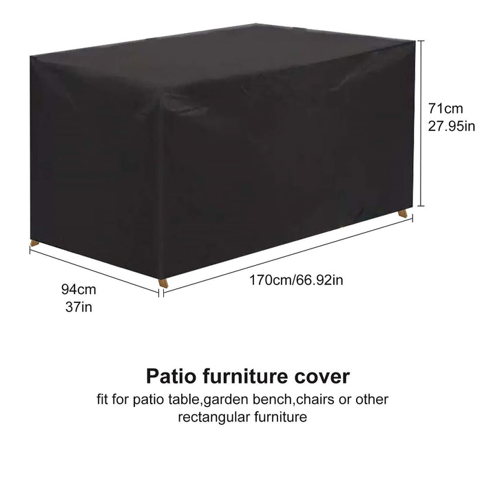 EXLECO Pokrowiec ochronny na meble ogrodowe 170 x 91 x 70 cm, oddychający, wodoodporny, prostokątny, tkanina Oxford 210D, wiatroszczelny, odporny na działanie promieni UV pokrowiec na krzesła ogrodowe - czarny