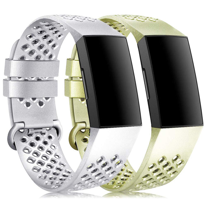 RIOROO Pasek kompatybilny z Fitbit Charge 3 / Charge 4 pasek dla kobiet i mężczyzn, oddychający, sportowy, silikonowy zamiennik opaski (bez trackera), S/L