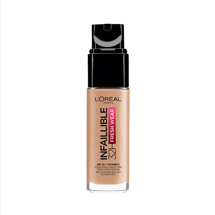 L'Oréal Paris Infaillible 24 h Fresh Wear Długotrwały kryjący podkład odporny na ścieranie, lekka formuła, SPF 25, Natural Rose 125, 30 ml