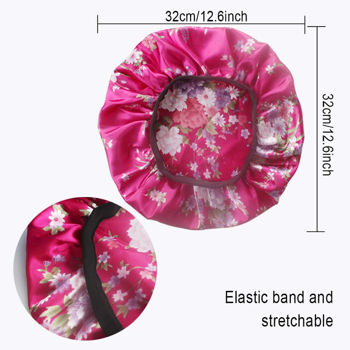 4-pakowa miękka satynowa czapka do spania Wide Band Salon Bonnet Silk Nocny kapelusz wypadanie włosów dla kobiet, 4 rodzaje