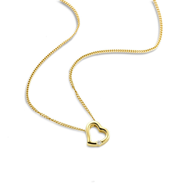 Orovi Damski naszyjnik z sercem/wisiorek z łańcuszkiem 18 ct / 750 żółte złoto z diamentowym szlifem brylantowym 45 cm