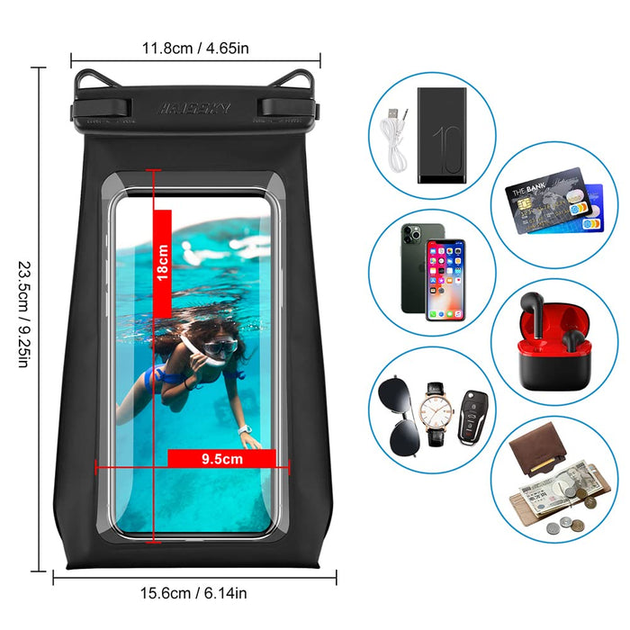 Pływające wodoszczelne etui na telefon komórkowy 6,9 cala [1 sztuka], pływające etui na telefon komórkowy z paskiem do zawieszenia do iPhone 13 Pro Max, Samsung Huawei LG, wodoszczelne etui na telefon komórkowy z ulepszoną konstrukcją blokady