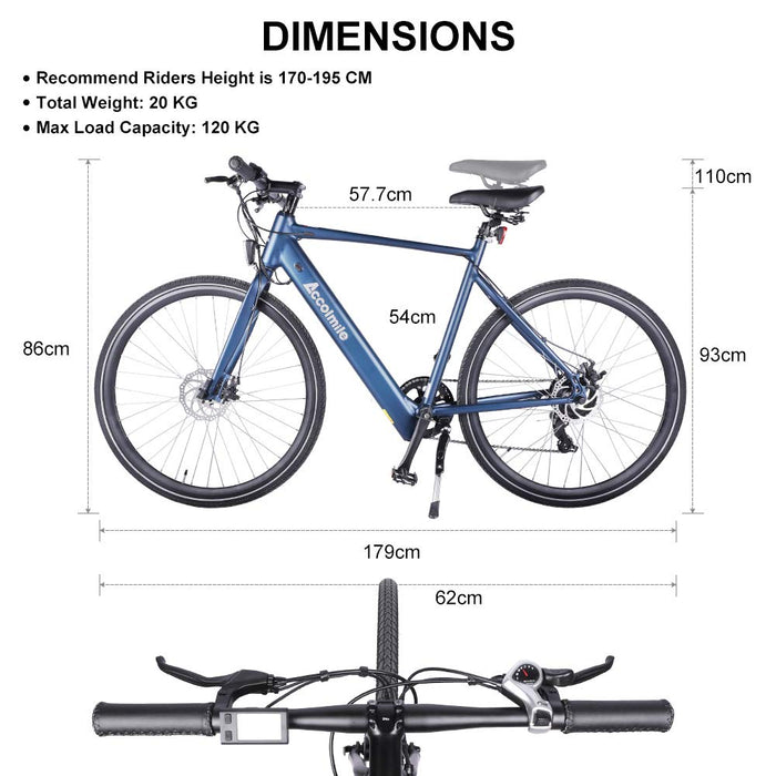 Accolmile Rower Elektryczny Urban City Ebike z 700C Lekki elektryczny Rower Dojeżdżający do Pracy dla Dorosłych, Silnik Piasty Tylnej BAFANG 36V 250W z Akumulatorem Litowym 10,5 Ah, 7 Biegowa Shimano