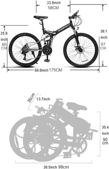 JLFSDB Rower górski, 24/26-calowe składane rowery górskie 24 prędkości Lekka rama ze stali węglowej Hamulec tarczowy Przednie zawieszenie (kolor: zielony, rozmiar: 61 cm)