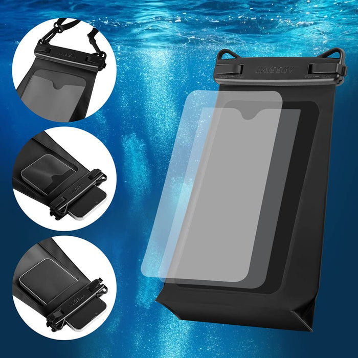 Pływające wodoszczelne etui na telefon komórkowy 6,9 cala [1 sztuka], pływające etui na telefon komórkowy z paskiem do zawieszenia do iPhone 13 Pro Max, Samsung Huawei LG, wodoszczelne etui na telefon komórkowy z ulepszoną konstrukcją blokady