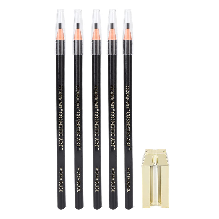 Sonew Zestaw Kolorów do Brwi 5 Sztuk Ołówek do Brwi + 4 w 1 Kaczy Dziób Temperówka do Makijażu Brwi Kosmetyczne Narzędzia do Kształtowania(Czarna kredka do brwi)