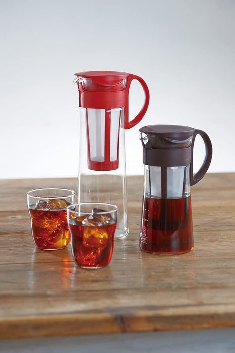 Hario Mizudashi Cold Brew Coffee Pot dzbanek do herbaty, szkło, czerwony, 1000 ml