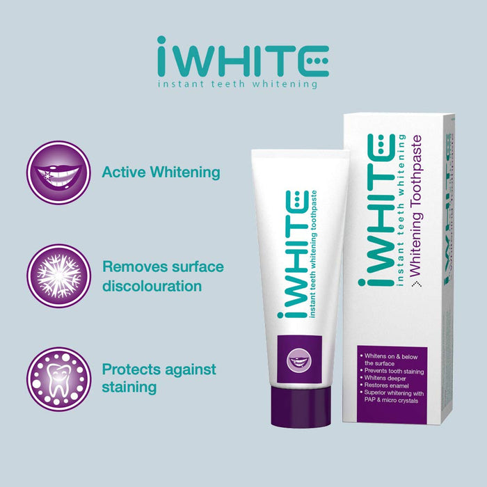 iWhite Instant wybielająca pasta do zębów, 75 ml - aktywne wybielanie zębów i usuwanie przebarwień - głęboka kuracja wybielająca dla naturalnie białego uśmiechu - codzienna ochrona szkliwa