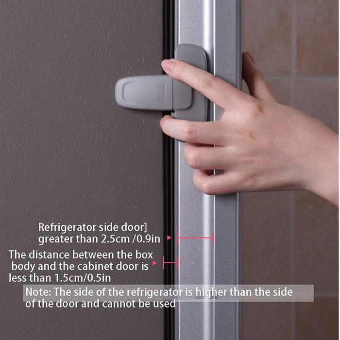 Zamek Do Drzwi Dziecko Bezpieczeństwo Drzwi Uchwyt Double Przycisk Lodówka Zablokuj uchwyt do drzwi do drzwi do drzwi AGD Zamek Do Drzwi Pokojowych (Color : Refrigerator lock gray 2 pack)