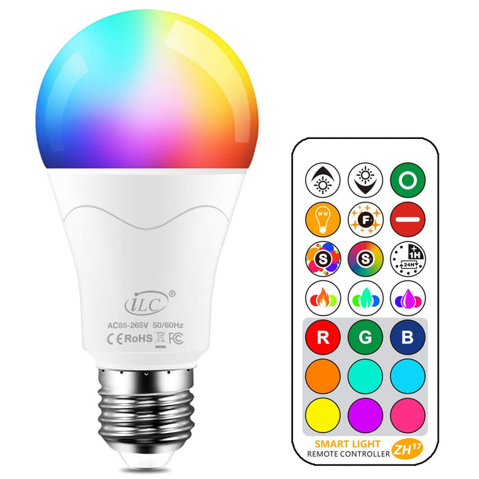 ILC żarówka Edisona E27 o mocy 12 W, ekwiwalent 85 W, zmieniająca kolor ściemniana, RGBW LED, ciepła biel 2700 K, dołączony pilot zdalnego sterowania