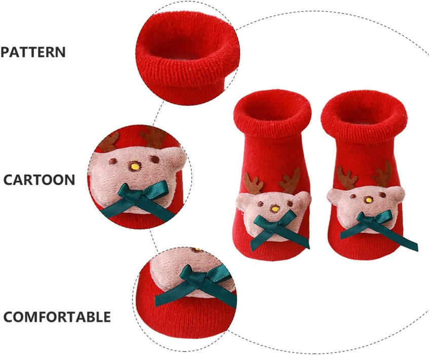 Holibanna Świąteczne skarpetki dla dzieci antypoślizgowe silikonowe skarpetki rozmyte zimowe bawełniane skarpetki grube ciepłe kapcie skarpetki skarpetki frotte dla dzieci chłopców dziewcząt niemowlęta malucha noworodka święta impreza