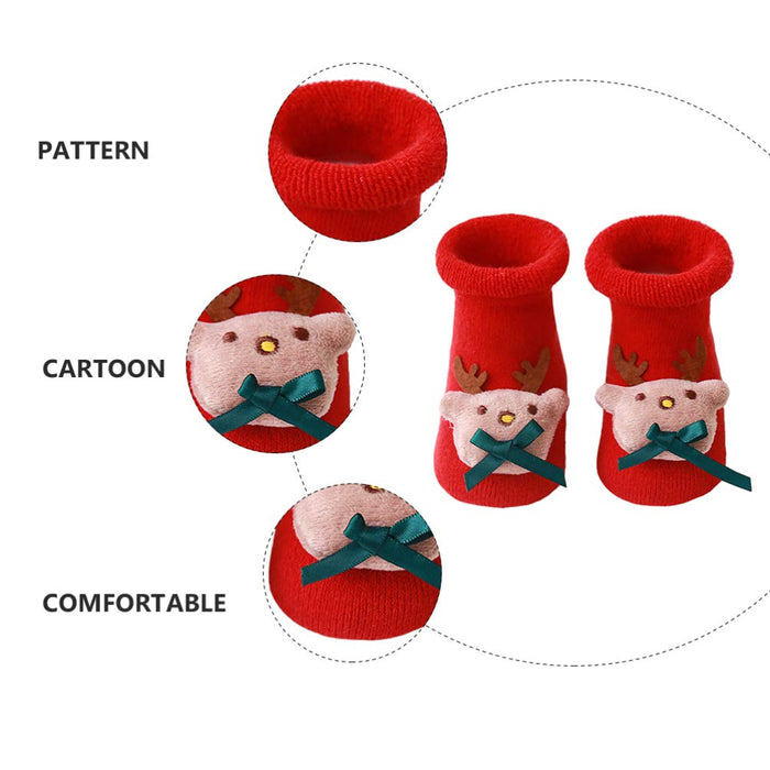 Holibanna Świąteczne skarpetki dla dzieci antypoślizgowe silikonowe skarpetki rozmyte zimowe bawełniane skarpetki grube ciepłe kapcie skarpetki skarpetki frotte dla dzieci chłopców dziewcząt niemowlęta malucha noworodka święta impreza