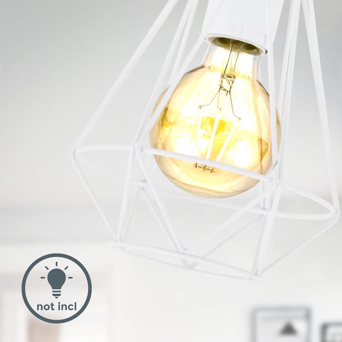 B.K.Licht I druciana lampa sufitowa, 1-punktowa lampa sufitowa, E27, vintage, średnica 165 mm, biała, bez żarówki