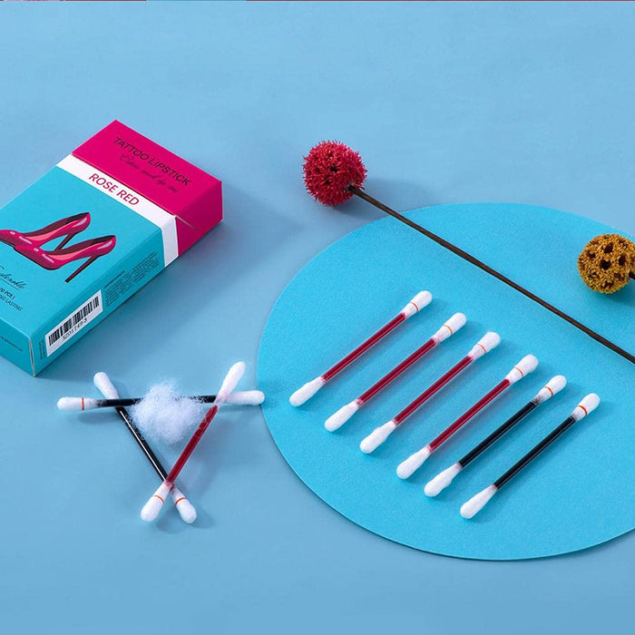 SUPYINI 2021 New 20 Pieces/Set Lipstick Cigarette Cotton Swab, Tattoo Lipstick Cotton Buds, Cigarette Cotton Swab Lipstick Durable Waterproof Liquid Non-Stick Lipstick Easy to Carry