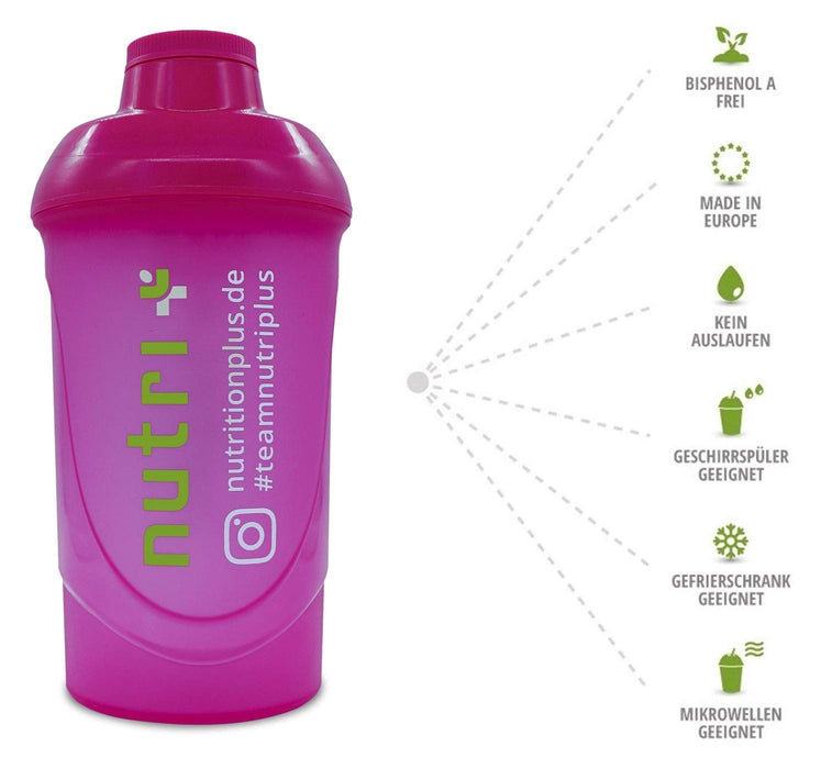 Lady-Shaker 500ml - shaker do odżywek białkowych - Super Pink - bez BPA - bez plastyfikatorów - Fitness Bodybuilding Sport - Nutri-Plus