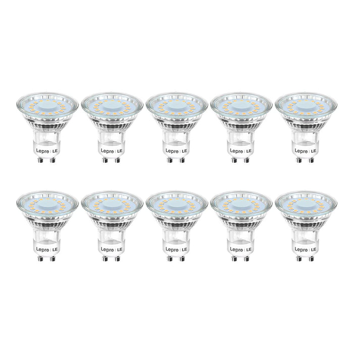 Lepro Żarówki LED GU10, ciepła biel żarówka LED GU10 4W (= 50W żarówka halogenowa), Reflektor LED 350lm 2700K, wiązka 120°, 10 Sztuk