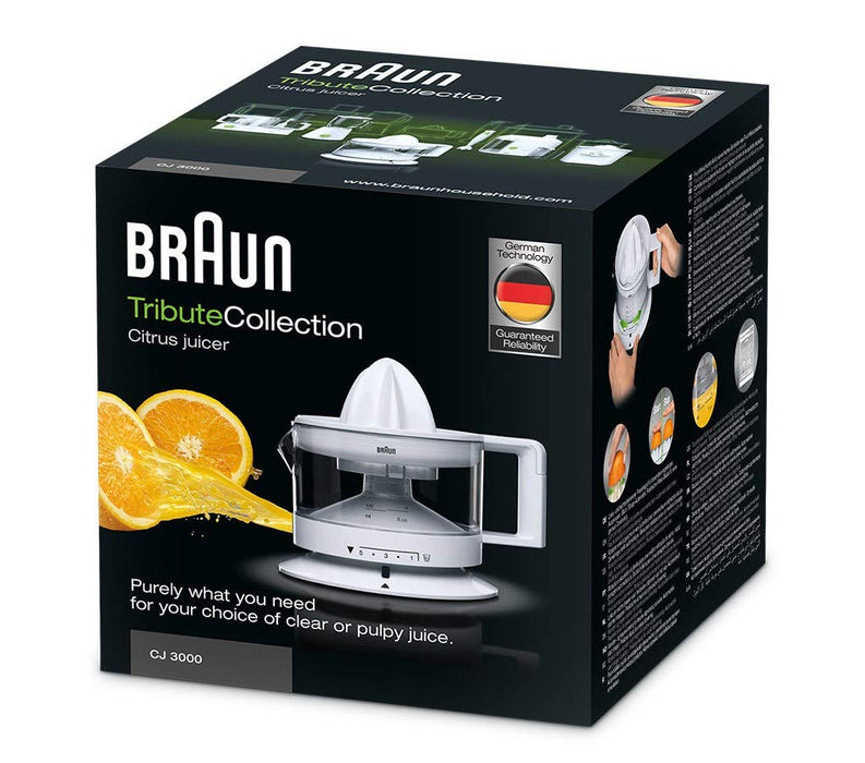 Braun Household Cj 3000 Tribute Collection Cj 3000 Wyciskarka Do Cytrusów, 20 W, Tworzywo Sztuczne, 350 Ml, Biały