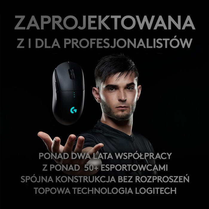 Logitech G Pro Wireless Gaming Mouse, Bezprzewodowa Mysz Do Grania, Pc/Mac/Chromebook - Czarny ,910-005272