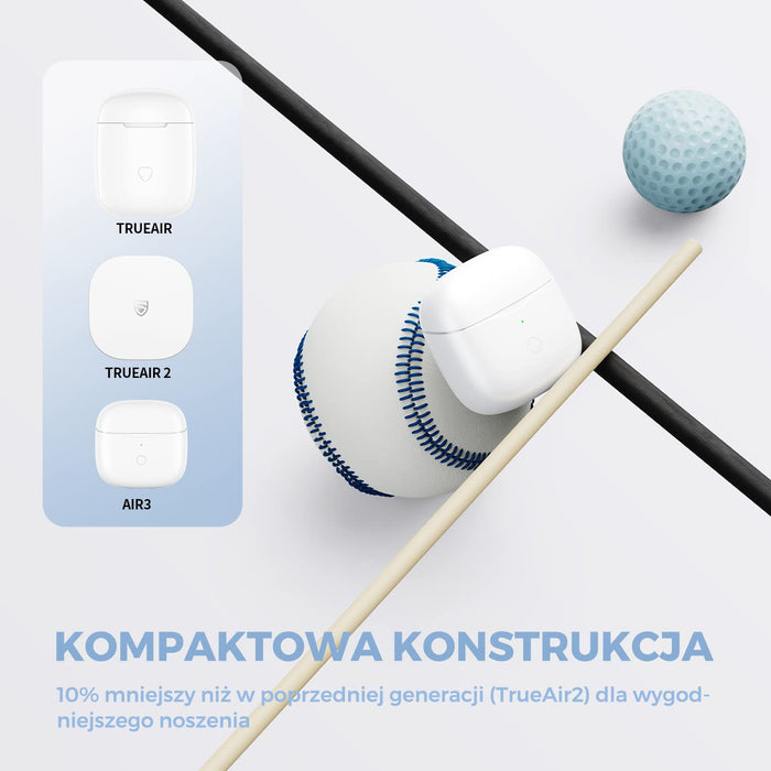 Słuchawki Bluetooth 5.2 SoundPEATS Air 3, Słuchawki Bezprzewodowe Douszne z Qualcomm QCC3040 i aptX-Adaptive, w Wykrywaniu uszu, Podwójne Mikrofony i TrueWireless Mirroring, SoundPEATS APP Tryb Gry