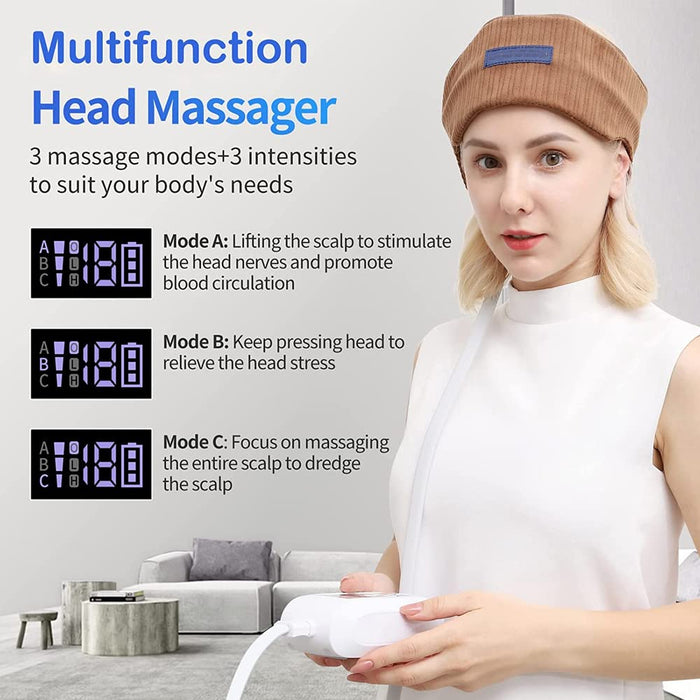 Electric Heated Head Massager Terapia ciśnieniowa terapia głowica skóry głowy Masager z 3 trybami do głębokiego śpiącego stresu opieki zdrowotnej