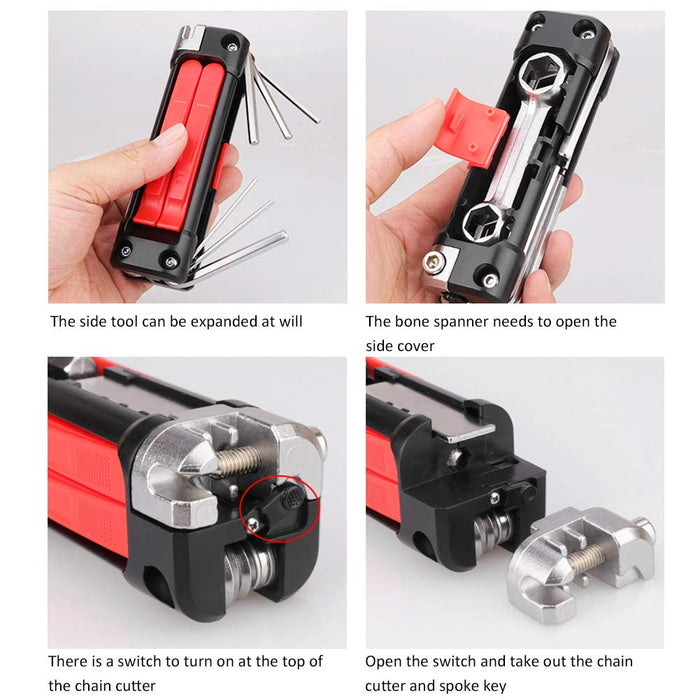Multitool rowerowy, narzędzie do naprawy rowerów, zestaw narzędzi do naprawy rowerów, lekki multitool rowerowy, wielofunkcyjny zestaw narzędzi do naprawy rowerów rowerowych 14 w 1, mini składane narzę