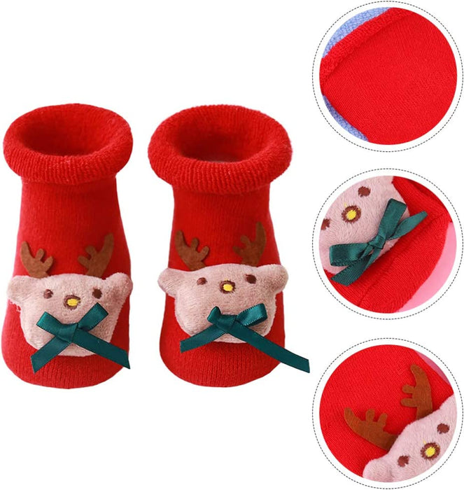 Holibanna Świąteczne skarpetki dla dzieci antypoślizgowe silikonowe skarpetki rozmyte zimowe bawełniane skarpetki grube ciepłe kapcie skarpetki skarpetki frotte dla dzieci chłopców dziewcząt niemowlęta malucha noworodka święta impreza