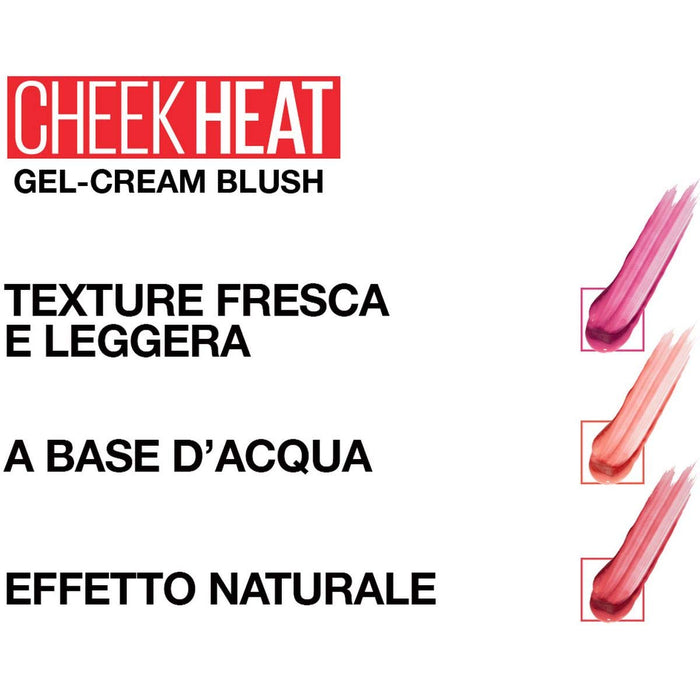 Maybelline New York Cheek Heat Blush Róż, żelowa formuła, pigmenty na bazie wody, błyszczące wykończenie, nr 35 (Berty Flame)