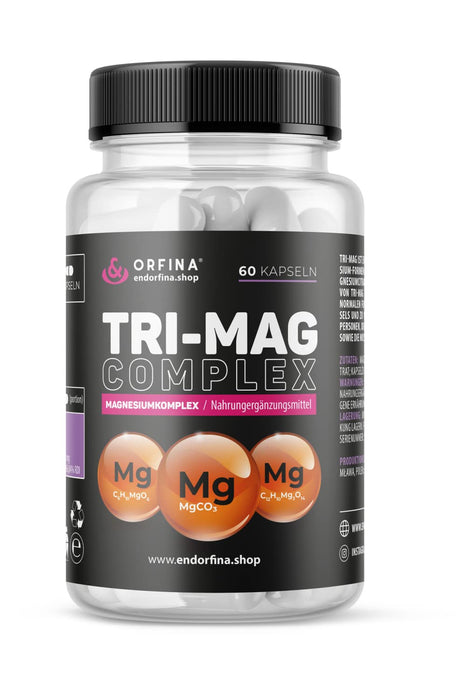 Endorfina, kompleks TRI-MAG 60 kapsułek, magnez, mleczan, cytrynian, naturalne suplementy diety, sport i zdrowie