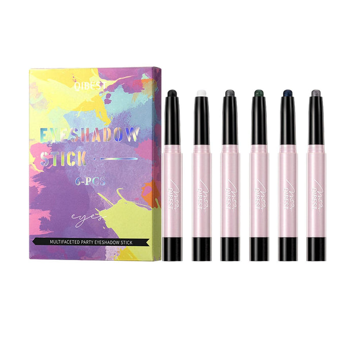 Hudhowks Zestaw 6 połyskujących cieni do powiek – kremowy, wodoodporny, niezmywalny zestaw cieni do powiek, Cosmetics Eye Brightener Waterproof Shimmer Eyeshadow Stick Make-up