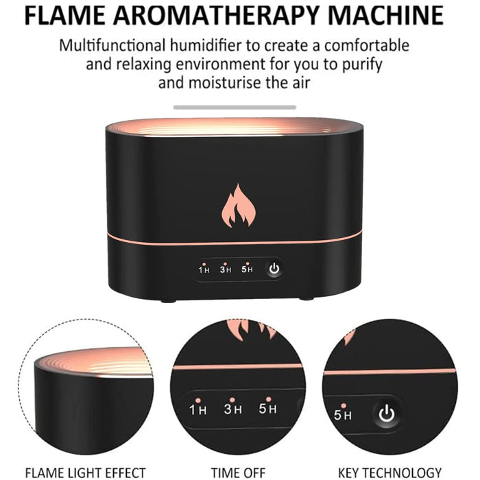 YUXUE Dyfuzor olejków eterycznych, nawilżacz do aromaterapii, 180 ml, symulacja płomienia, nawilżacz powietrza, dyfuzor aromatów, atomizer do domu, biura, klimatyzowana sypialnia, pokój spa