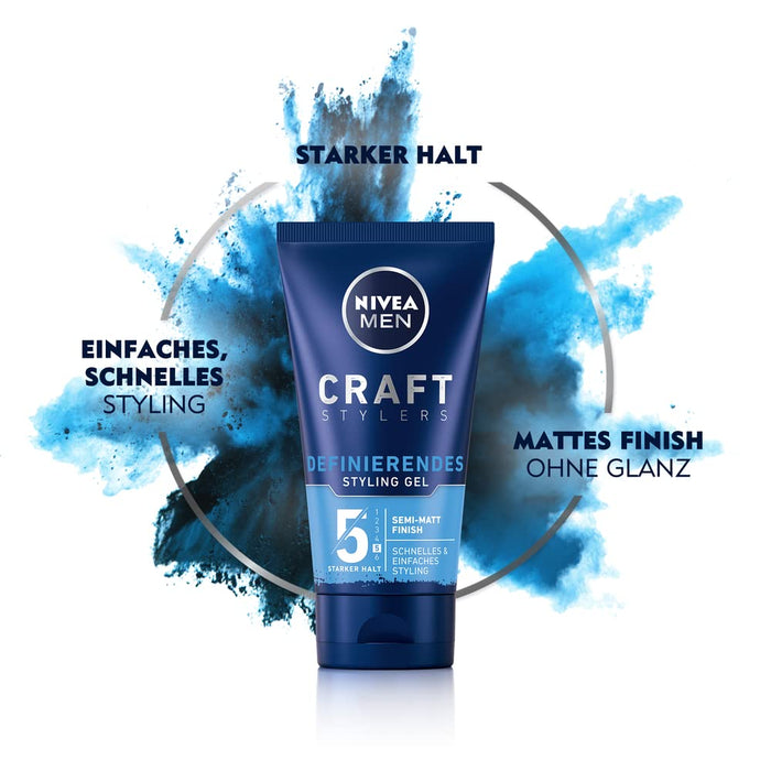 Nivea Men Craft Stylers żel do stylizacji włosów, półmatowy wykończenie, szybka i łatwa stylizacja włosów, mocno trzymająca, 1 opakowanie (1 x 150 ml)