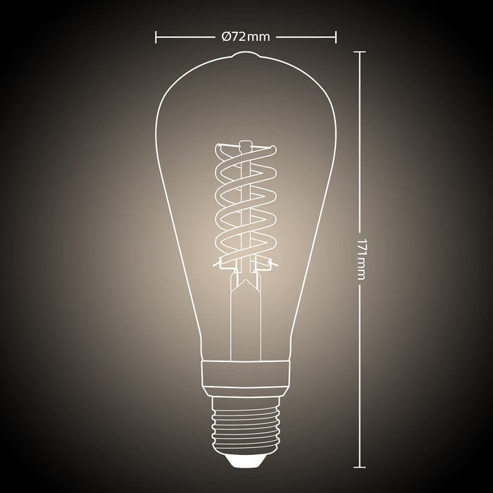 Philips Hue Filament White Inteligentna żarówka LED E27 7W ST72, retro żarówka Edisona, ciepłe białe światło, możliwość przyciemniania