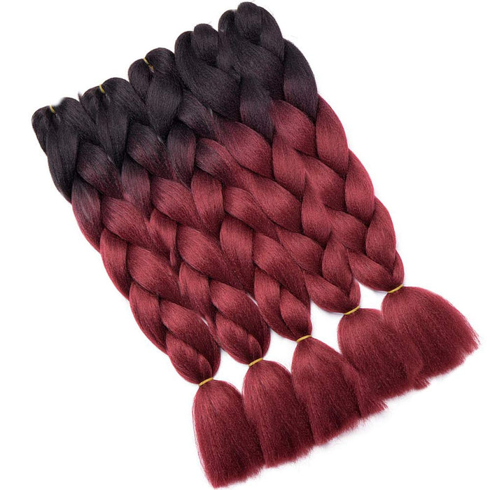 SEGO 5 sztuk pasemek do przedłużania włosów, ombre, kolor ombre, plecione, 2 odcienie 61 cm, czarne i czerwone