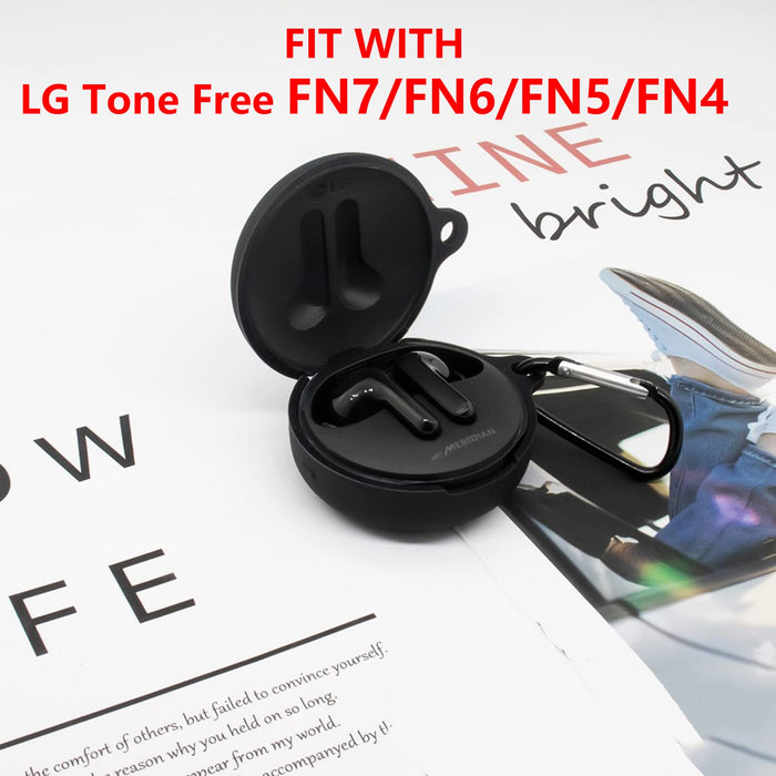 GIOPUEY Silikonowe etui do LG Tone Free FN7, ultracienka miękka osłona, wąski krój, nie ulega łatwo zabrudzeniu, LG Tone Free FN7 etui, LG Tone Free FN7 obudowa bez LG Tone Free FN7 - czarne