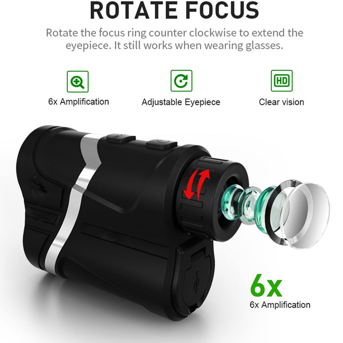 Dalmierz golfowy, profesjonalna dokładność dalmierza 500/600 jardów z alarmem wibracyjnym, ręczny przyrząd pomiarowy na zewnątrz z powiększeniem 6x i ekranem LCD do golfa, energetyka