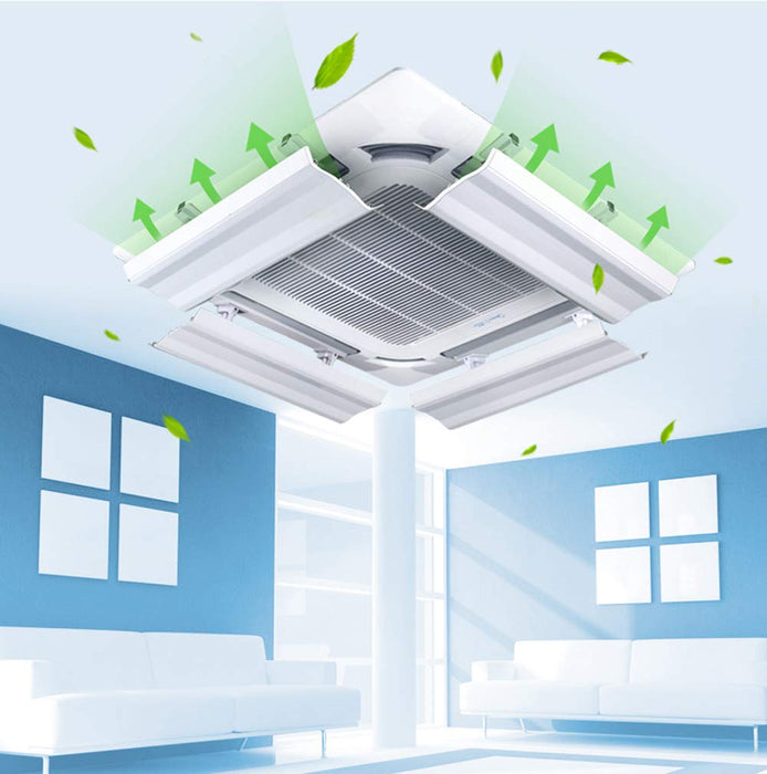 Deflektor klimatyzacji, do centralnej klimatyzacji sufitowej, zapobiega przepaleniu się zimnego powietrza od prostego, z regulacją kąta nachylenia, łatwa instalacja, stylowy i lekki, plastikowy materiał