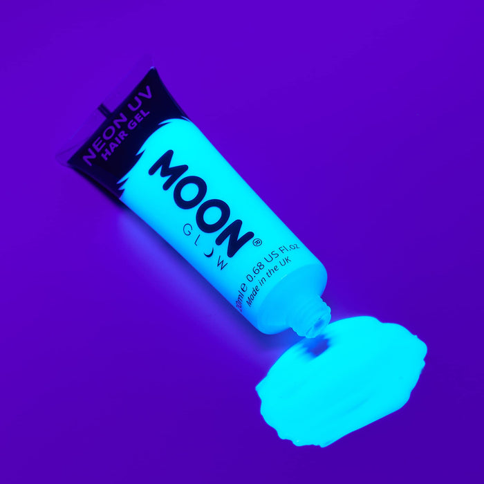 Moon Glow - Neonowy żel do włosów UV – zestaw 20 ml z 8 produktami – zrób sobie świecące kolce.