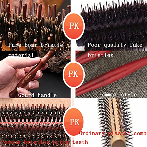 MMSSY Szczotka do suszarek do włosów,lokówka z okrągłą do z włosiem dzika masaż głowy pielęgnacja, do suszenia drewnianą beczką stylizacji prostowanie, loki