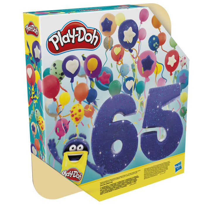 Kolorowa superkolekcja ciastoliny Play-Doh, zestaw 65 małych tub po 28 g nietoksycznej masy plastycznej, zawiera różne rodzaje ciastoliny: szafirową, błyszczącą, konfetti