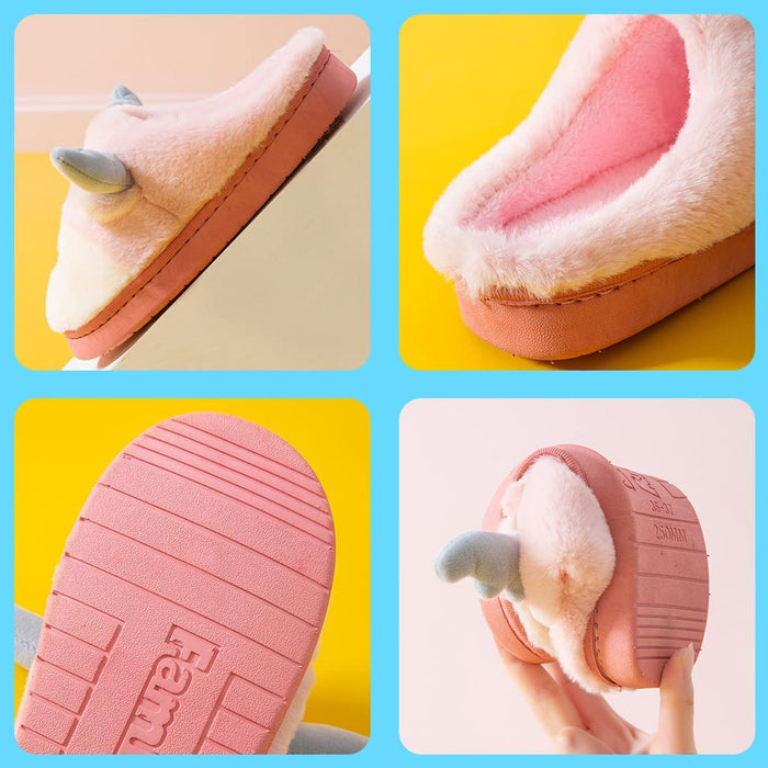 Kapcie Damskie Zimowe Puszyste śliczne Ciepłe Kapcie świąteczne Unisex MięKkie Kapcie z Pianki Memory Wygodne Wsuwane Pluszowe Buty Domowe Kapcie świą(Size:35-36 EU=5-6 US=3-4 UK,Color:Purpurowy)