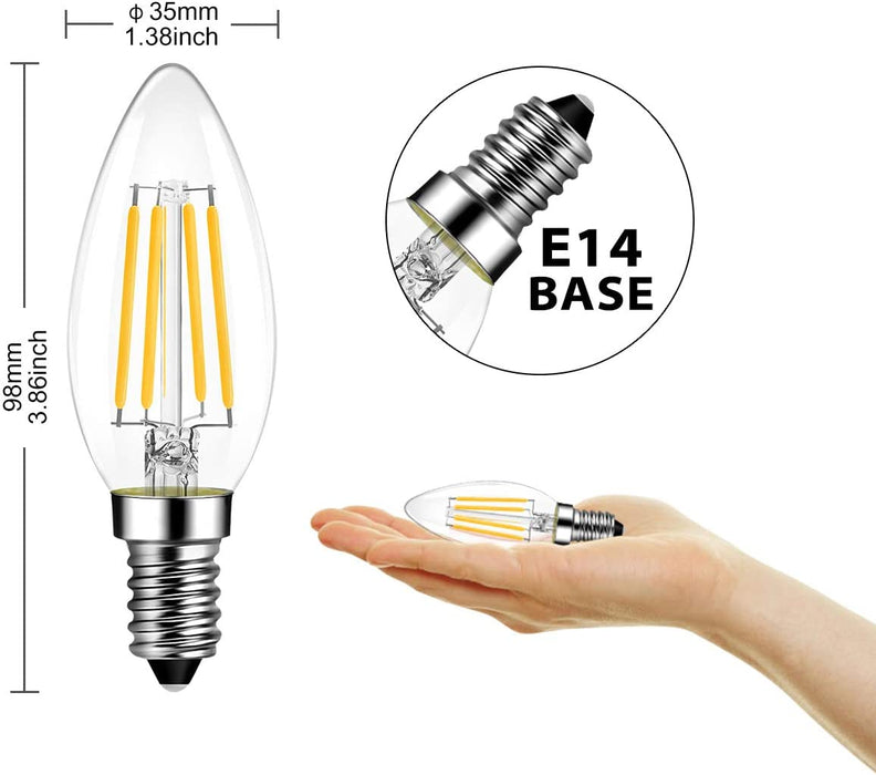 LVWIT Żarówka LED E14, E14, żarówka Retrofit Classic, 6 W, 806 lumenów, zastępuje 60 W, 2700 K, ciepła biel, filament lampy, szkło, nieściemnialne, 3 lata gwarancji (opakowanie 6 szt.)