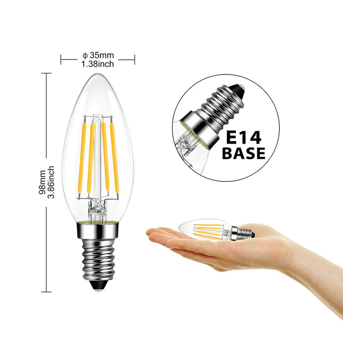 LVWIT Żarówka LED E14, E14, żarówka Retrofit Classic, 6 W, 806 lumenów, zastępuje 60 W, 2700 K, ciepła biel, filament lampy, szkło, nieściemnialne, 3 lata gwarancji (opakowanie 6 szt.)