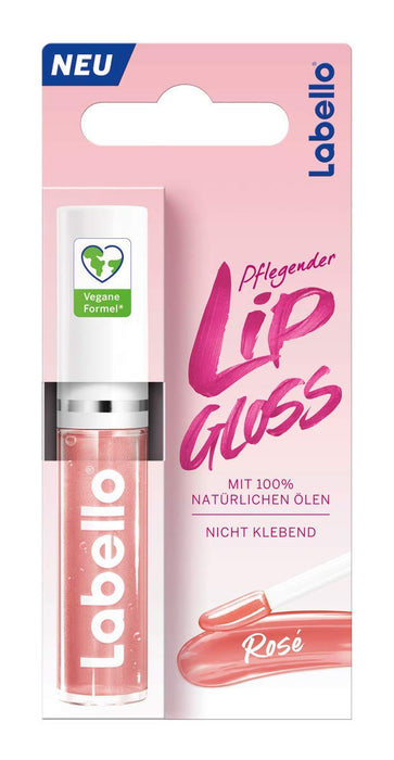 Labello Pielęgnujący błyszczyk do ust (5,5 ml) do naturalnie błyszczących ust, nawilżający olejek do ust bez olejów mineralnych, pielęgnacja ust z naturalnymi olejkami